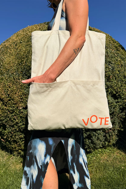 Vote Pocket Tote - Cream